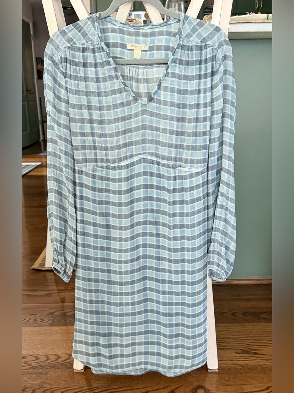 Burberry Brit Blue Silk Midi Dress, UK6/US 4